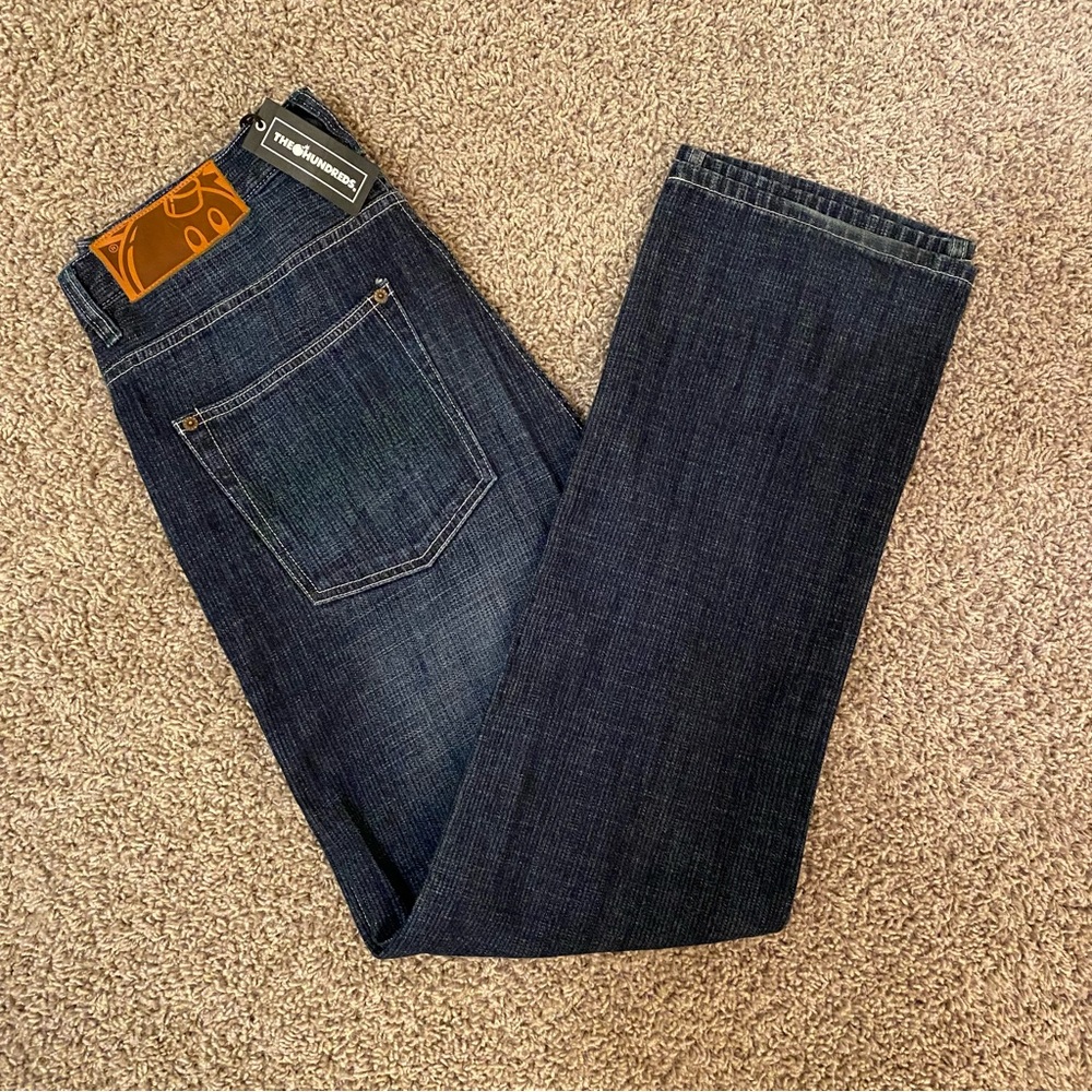 THE HUNDREDS - Blue Selvedge Denim Jeans with Green Stitching - Size 34